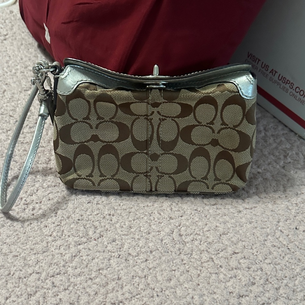 Brown and Silver Wristlet